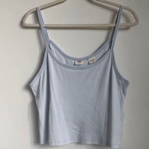 Levi's Light Blue White Striped Camisole Tank Top Cropped, XL, 100% Cotton